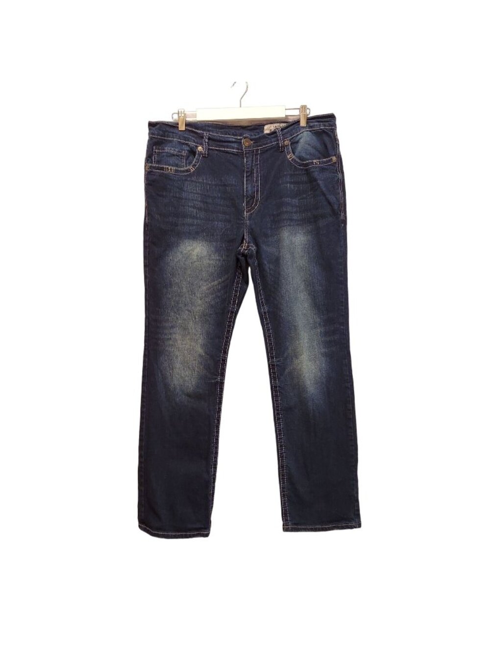 Faded Glory Jeans Men 38x32 straight leg dark wash embellished pocket dad work
